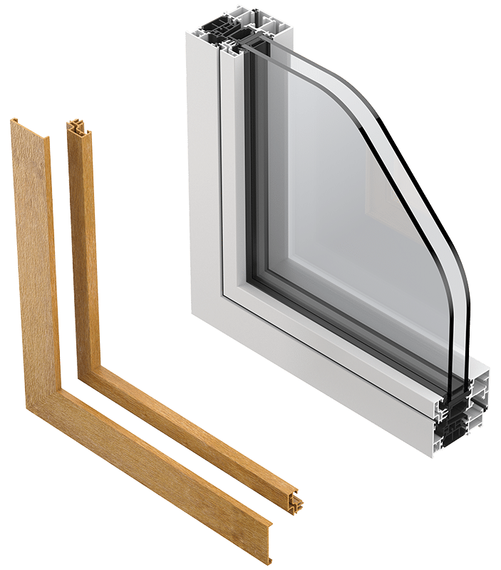 Sistema Click-On Aluminia con cover effetto legno per infissi in alluminio