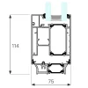 Sezione verticale profilo finestra Aluminia da 75x114 mm con taglio termico
