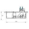 Sezione tecnica sistema scorrevole in alluminio Aluminia con misure 280x95 mm